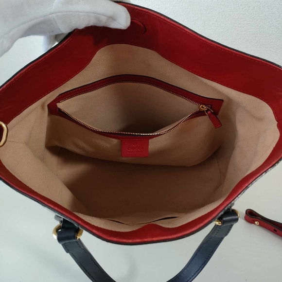 GG Supreme Monogram Linea A Foldover Tote Beige Blue Hibiscus Red - Picture 16 of 16